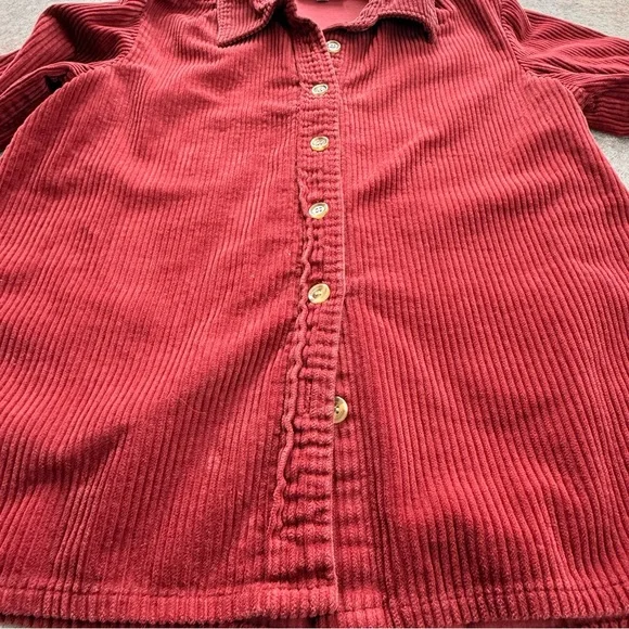 NorthStyle Corduroy Button Front Shirt Deep Red Size Medium - Picture 5 of 12